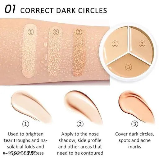 Professional 3 In1 Concealer & 3 Pcs Fingerr Puff combo