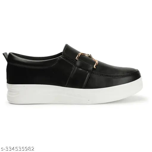 EVOLTAR women metal buckle synthetic moccasin loafer