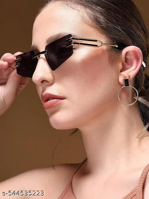 Unisex Rimless Black Sunglasses