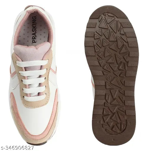 Sneakers For Women (White, Beige)