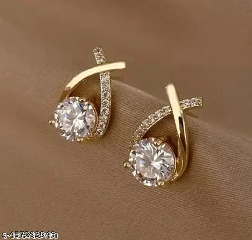 Trendy crystal diamond X-LINE earring