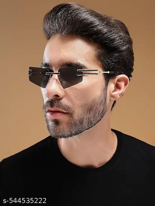 Unisex Rimless Black Sunglasses