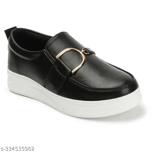 EVOLTAR women metal buckle synthetic moccasin loafer