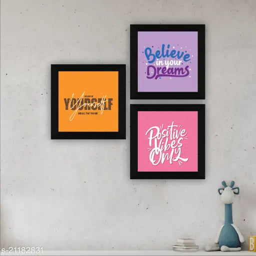 Set of 3 motivational quotes UV Textured Sybthetic Frame Painting