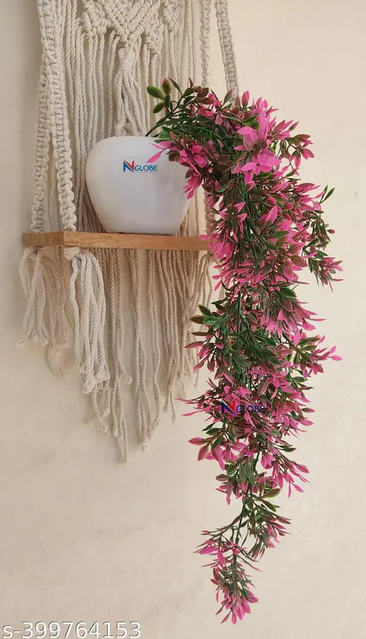 NN Globe Artificial Pink/Green Hanging Plant with Apple pot