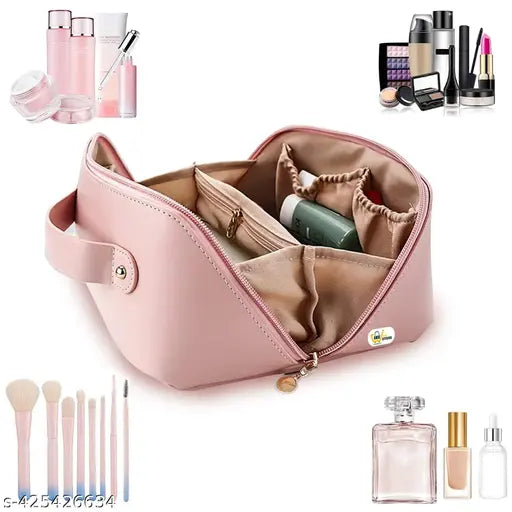 Cosmetic Bag, Women's Makeup Travel Bag Portable Leather Cosmetics Bag