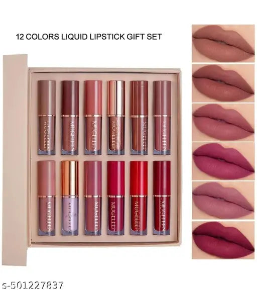 Lipstick Set of 12 Matte Velvet Mini Liquid Lipstick Set for Women