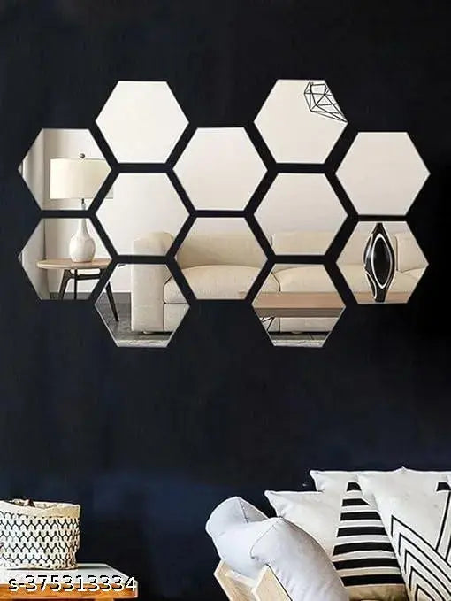 Plouf 12 Silver mirror stickers for wall