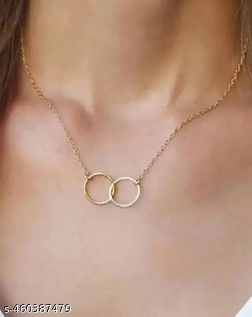 Designer Double Circle Pendant Necklace For Girls